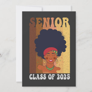 Senior 2025 Class Black Smart Afro Melanin African Spara Datumet