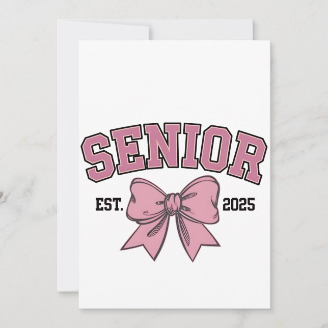 Senior 2025 Coquette Klass 2025 Rosa Bågar Inbjudningar (Framsida)