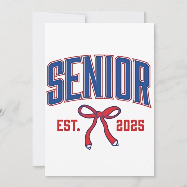 Senior 2025 Coquette Klass 2025 Rosa band Inbjudningar (Framsida)