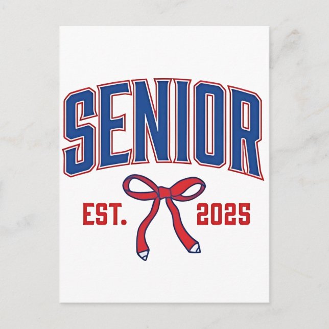 Senior 2025 Coquette Klass 2025 Rosa Slingor Meddelande Vykort (Framsida)