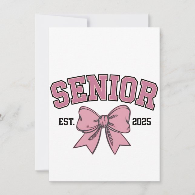 Senior 2025 Coquette Klass 2025 Rosa Slöjor Inbjudningar (Framsida)