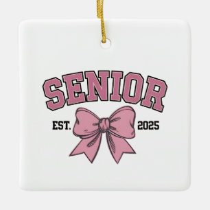 Senior 2025 Coquette Klass 2025 Rosa Slöjor Julgransprydnad Keramik