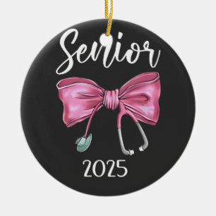 Senior 2025 Coquette Klass 2025 Rosa Slöjor Julgransprydnad Keramik