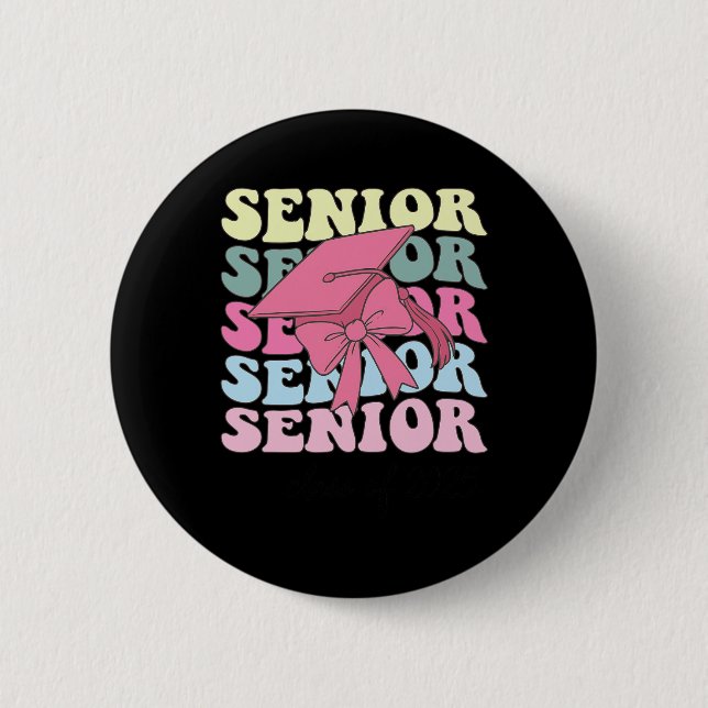 Senior 2025 Coquette Rosa Båge Cl Av 2025 Tillbaka Knapp (Framsida)