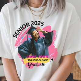 Senior 2025 Photo and Namn Personlig Studenten T Shirt