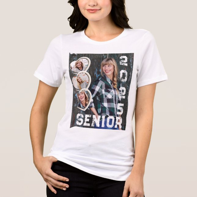 Senior 2025 Photo Hearts T Shirt (Framsida)