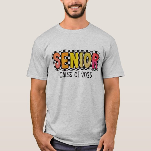 Senior 2025 School Studenten Blackout T Shirt (Framsida)