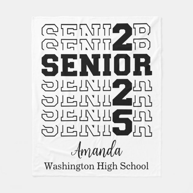 Senior 2025 Velveteen Plush Blanket, Personlig Fleecefilt (Framsidan)