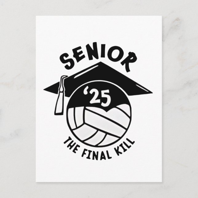 Senior 2025 Volleyboll Examen  Inbjudan Vykort (Framsida)