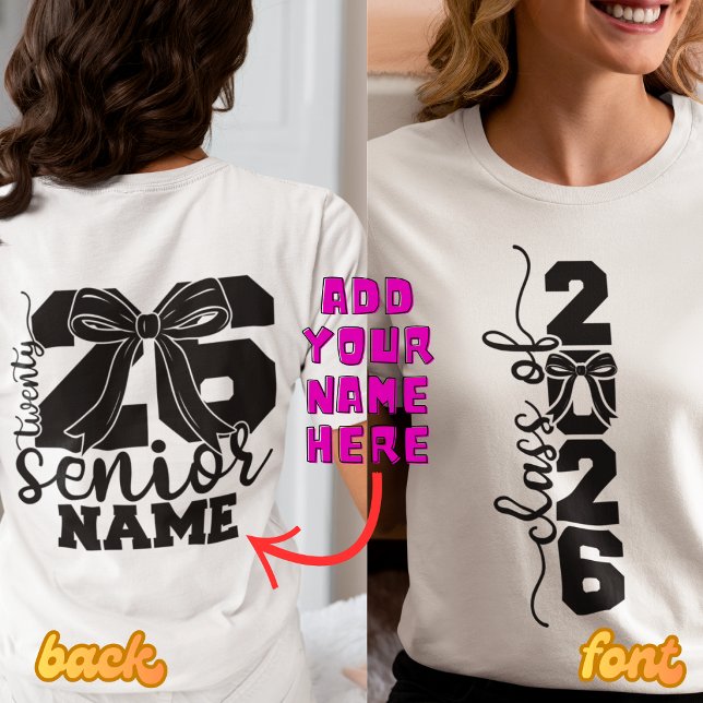 Senior 2026 Anpassad Namn Bow Examen Skjorta T Shirt (Skapare uppladdad)