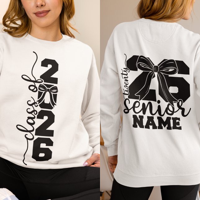 Senior 2026 Anpassad Namn Bow Utexaminerings-sweat T Shirt (Skapare uppladdad)
