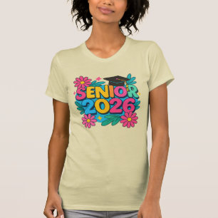 Senior 2026 Blommig Examenstillfälle Design T Shirt