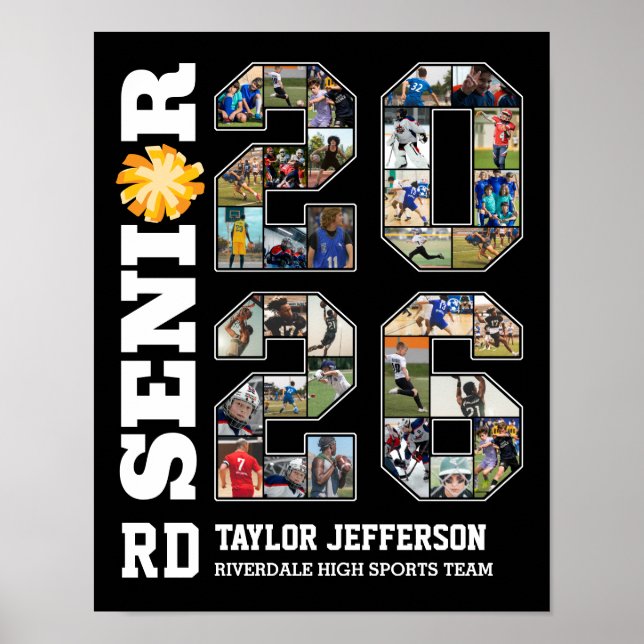 Senior 2026 Cheerleading Team Sports Photo Collage Poster (Framsidan)
