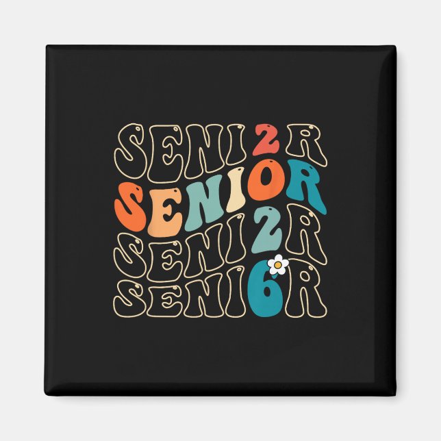 Senior 2026 Cl Av 2026 Retro Groovy Examen Student Magnet (Framsidan)