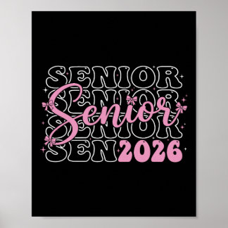 Senior 2026 Cl Av 2026 Rosa Coquette Bow Tjejer Gr Poster