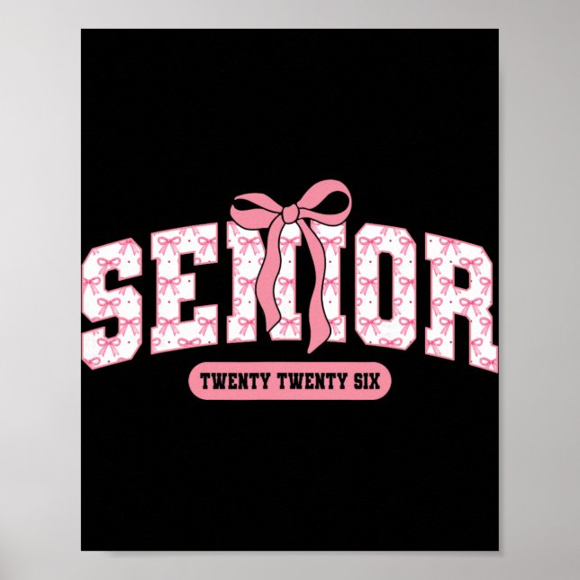 Senior 2026 Cl Of 2026 Coquette Rosa Båge Examen Poster (Framsidan)
