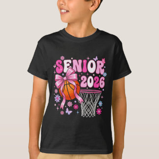 Senior 2026 class of 2026 basketball coquette bow t shirt
