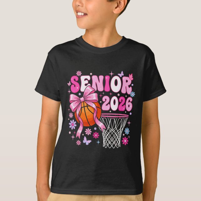 Senior 2026 class of 2026 basketball coquette bow t shirt (Framsida)