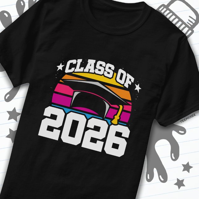 Senior 2026 Class of 2026 Studenten Retro Sunset T Shirt (Skapare uppladdad)