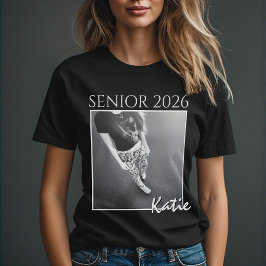 Senior 2026 Custom Photo & Name Minimalist Black  T Shirt
