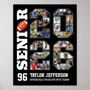 Senior 2026 Fotbollslag Sport Foto Collage Poster