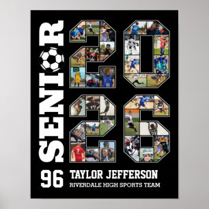 Senior 2026 Fotbollslag Sport Foto Collage Poster