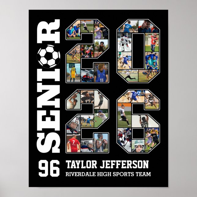 Senior 2026 Fotbollslag Sport Foto Collage Poster (Framsidan)
