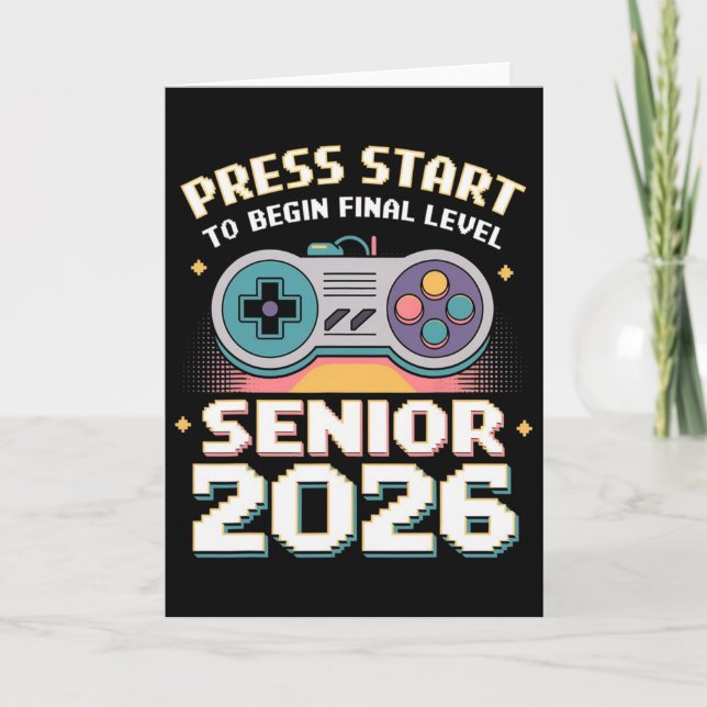 Senior 2026 Gamer Mode On Press Start Final Level  Kort (Framsida)