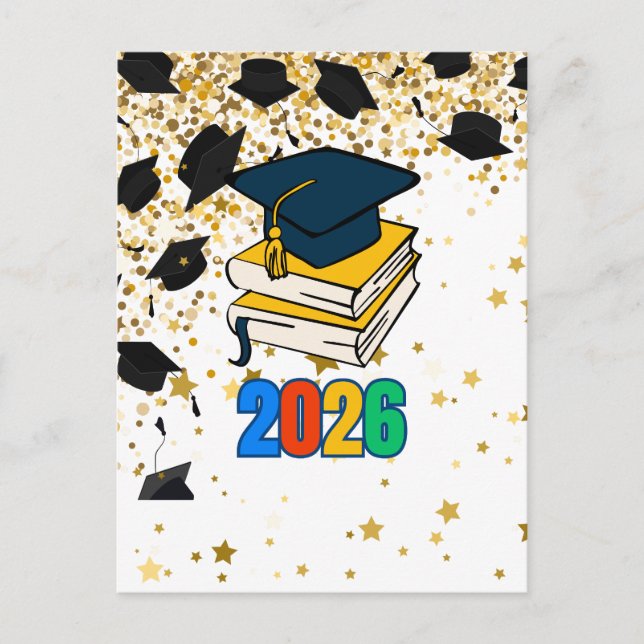 Senior 2026 Graduation Graphic - Educational  Helg Vykort (Framsida)