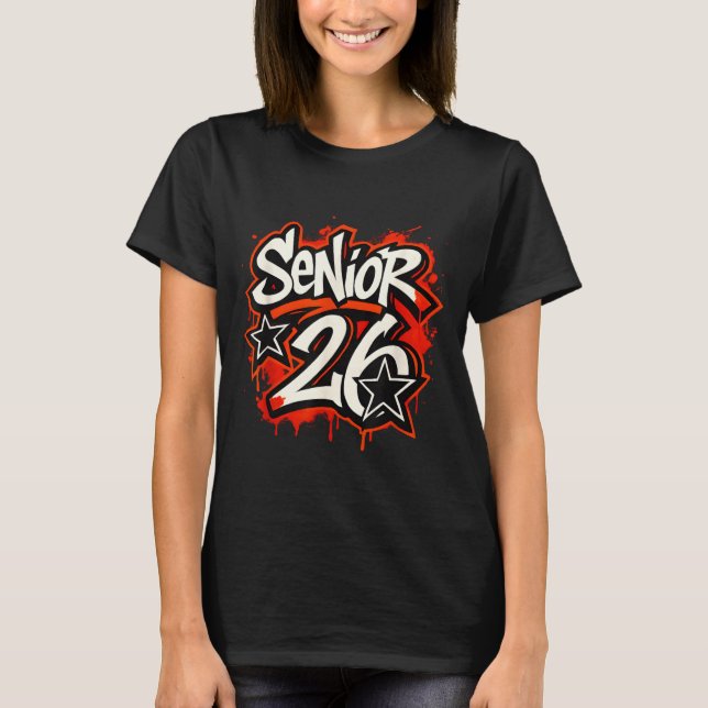 Senior 2026 Graffiti Drip Style Examen Grafik T Shirt (Framsida)