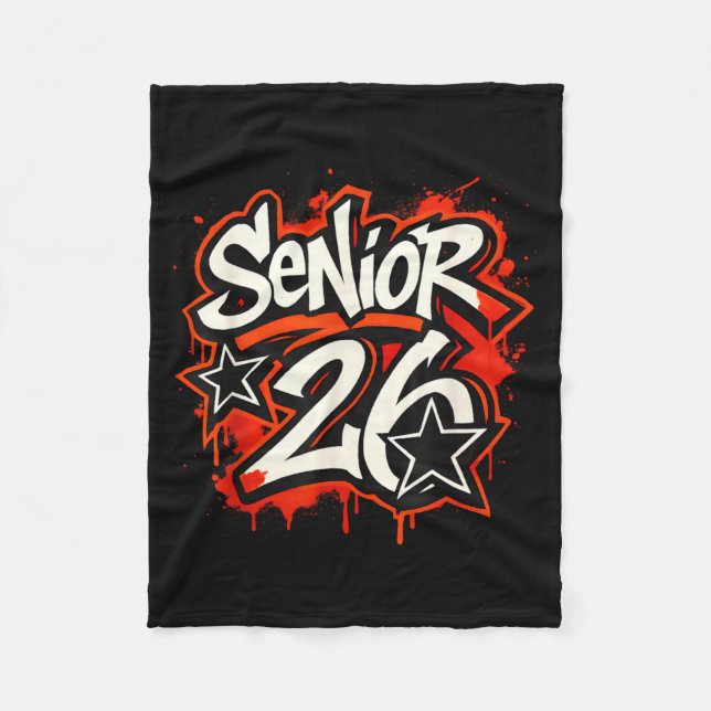 Senior 2026 Graffiti Drip Style Graduation Graphic Fleecefilt (Framsidan)