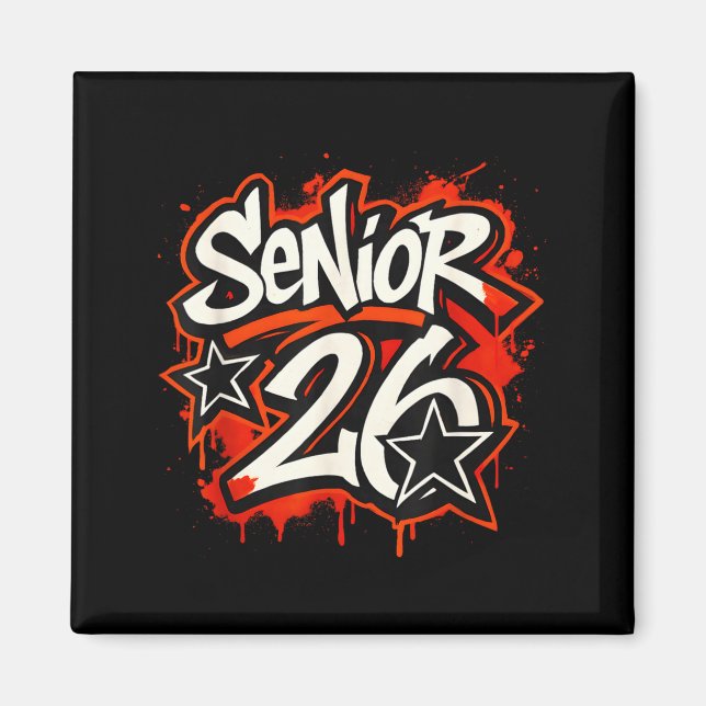 Senior 2026 Graffiti Drip Style Graduation Graphic Magnet (Framsidan)