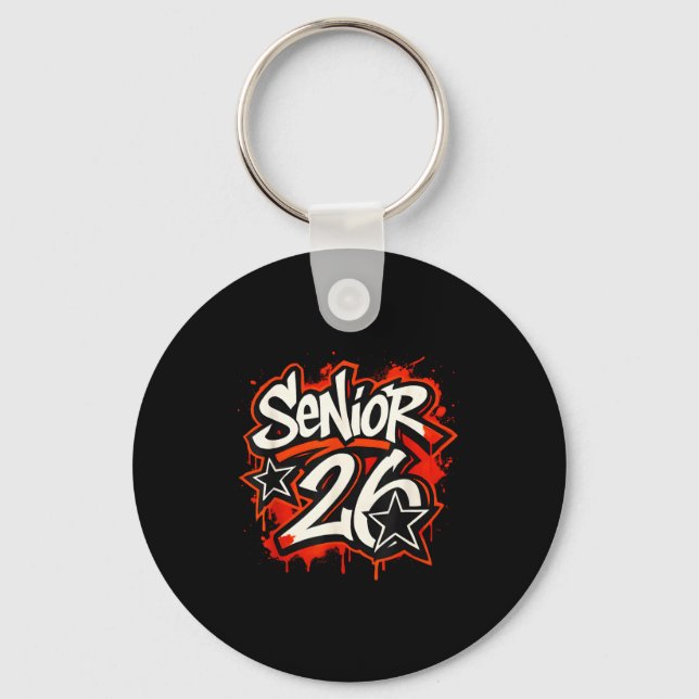 Senior 2026 Graffiti Drip Style Graduation Graphic Nyckelring (Framsida)