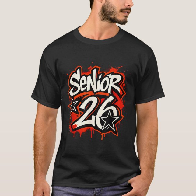 Senior 2026 Graffiti Drip Style Graduation Graphic T Shirt (Framsida)