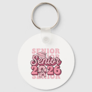 Senior 2026 Klass 2026 Coquette Rosa Båge Examen Nyckelring