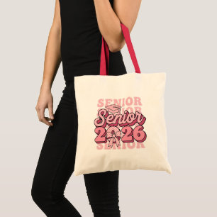 Senior 2026 Klass 2026 Coquette Rosa Båge Examen Tygkasse