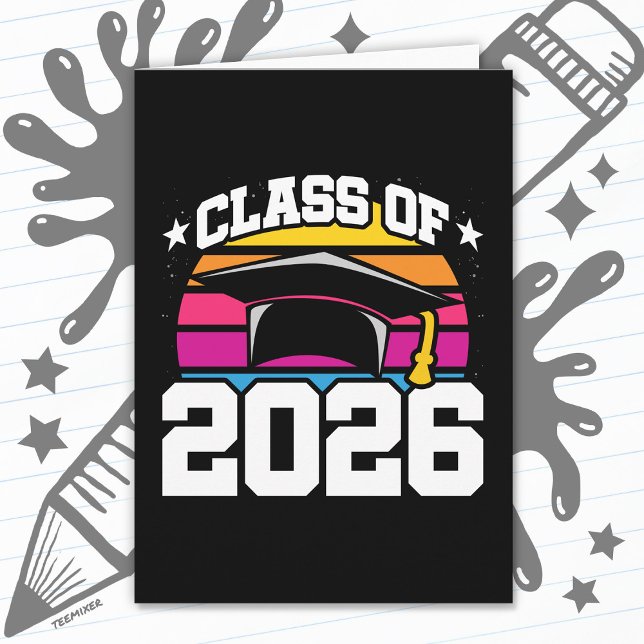 Senior 2026 Klass 2026 Examen Retro Solnedgång Kort (Skapare uppladdad)