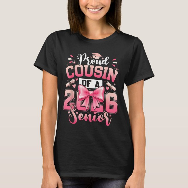 Senior 2026 Klass 26 Coquette Design T Shirt (Framsida)