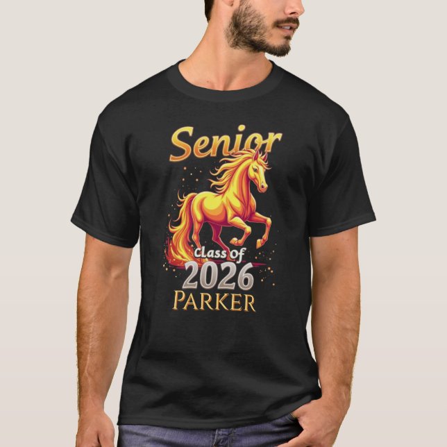 Senior 2026 Klassutexaminerad Eldhäst Personlig T Shirt (Framsida)
