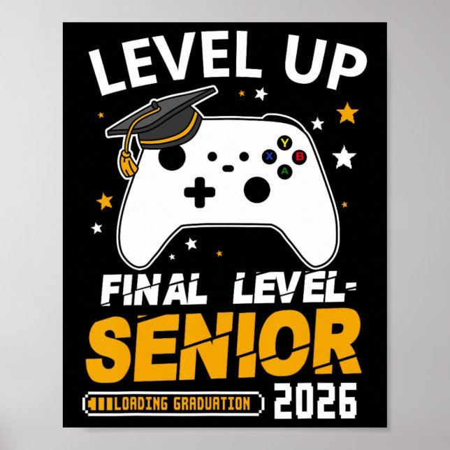 Senior 2026 Level Up Final Graduation Grad Gaming  Poster (Framsidan)