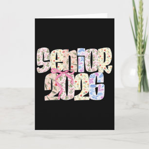 Senior 2026 Pastel Coquette Bow Blommig Examen Kort