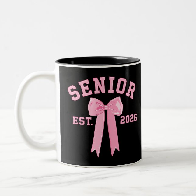 Senior 2026 Pink Bow Två-Tonad Mugg (Vänster)