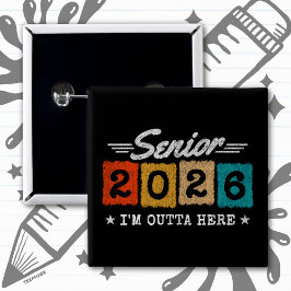 Senior 2026 Retro-avgångscitat Flerfärgad Knapp