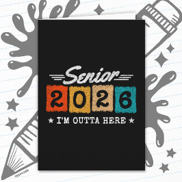Senior 2026 Retro Examen Citat Flerfärgad Kort