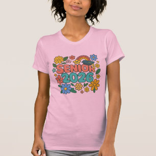 Senior 2026 Retro Rainbow Design T Shirt