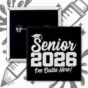 Senior 2026 Rolig Examens Citat Typografi Knapp
