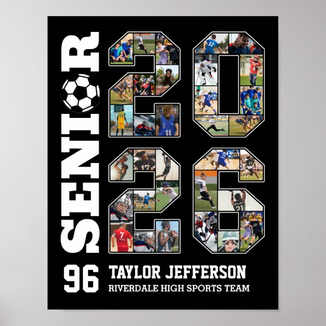 Senior 2026 Soccer Team Sports Photo Collage Poster (Framsidan)