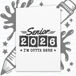 Senior 2026 Vintage-avgångscitat Retro-typ Kort