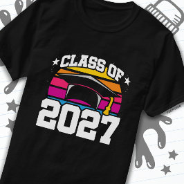 Senior 2027 Class of 2027 Studenten Retro Sunset T Shirt
