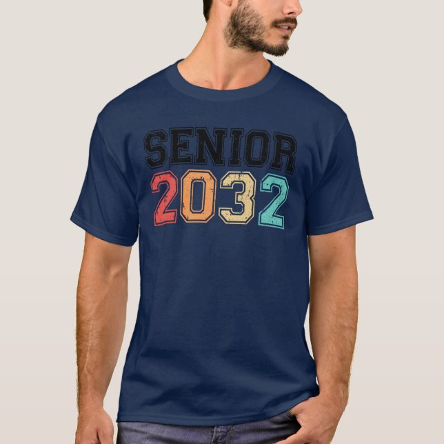 Senior 2032 Retro Vintage-gåva T Shirt (Framsida)
